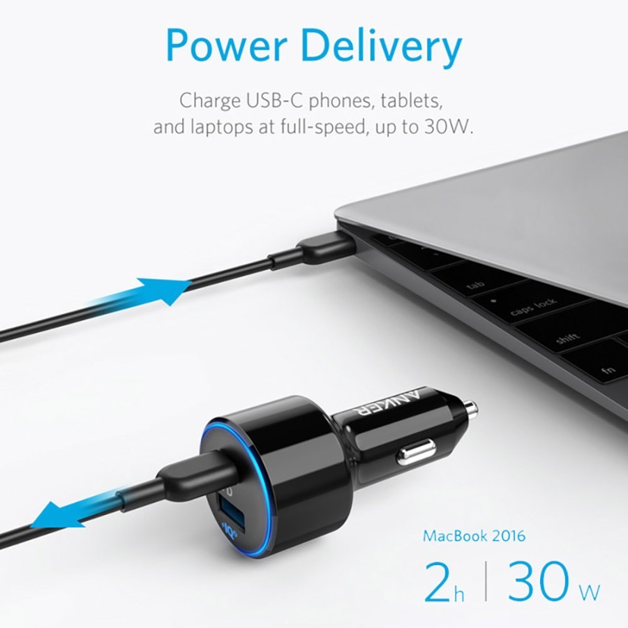 Anker Powerdrive Speed+ 2 Car Charger Dual Port USB-C+A 49.5W A2229