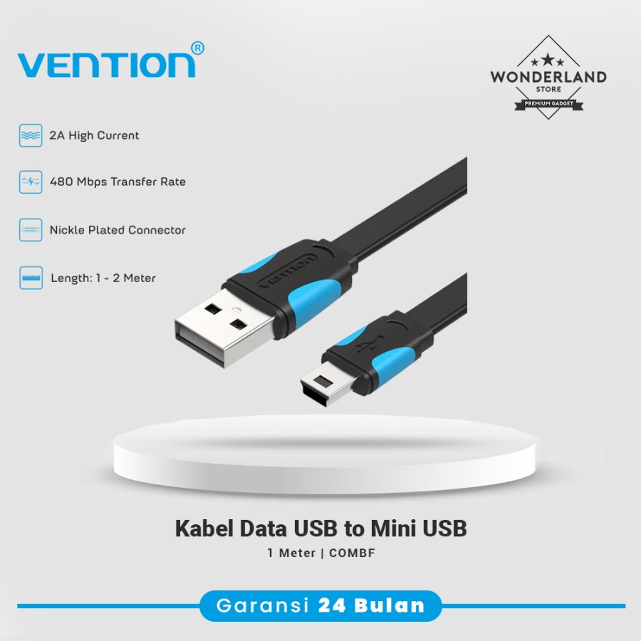 Vention Kabel USB-A to Mini-B Male Mini Pin 5 Pin Kabel Hardisk/HDD/Printer/Audio/Kamera COM - 1 Meter